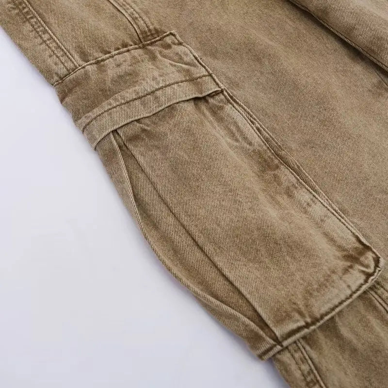 Flare Cargo Denim Pants