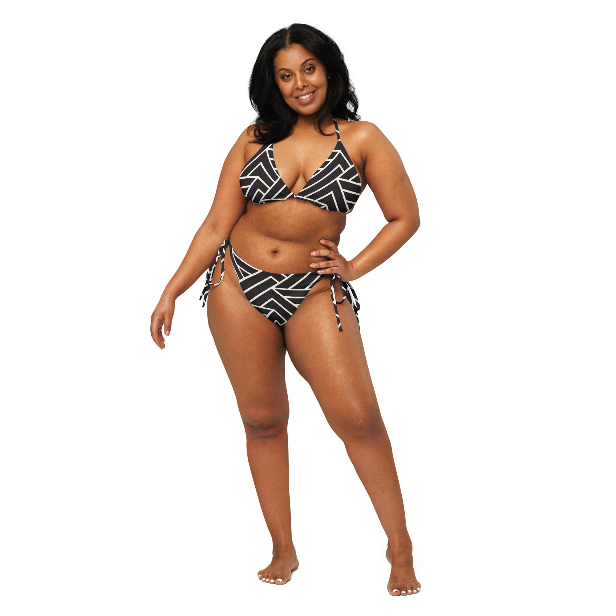 Symetric print recycled string bikini