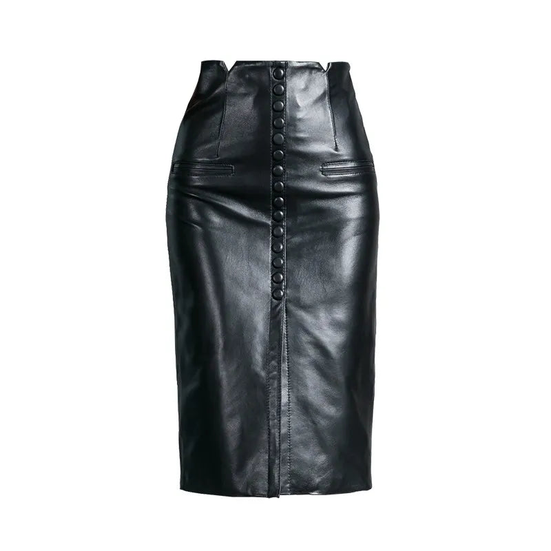 Genuine Leather Pencil Skirt