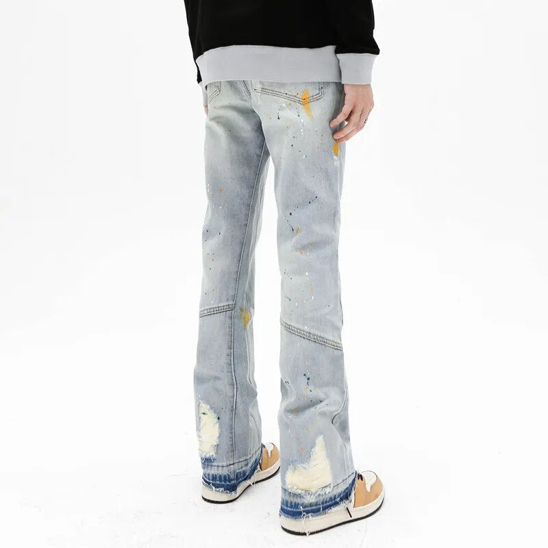 Paint Splatter Micro Flare Jeans LOOSE FIT