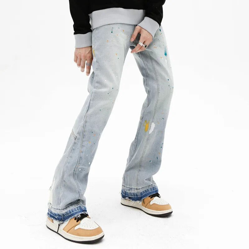 Paint Splatter Micro Flare Jeans LOOSE FIT