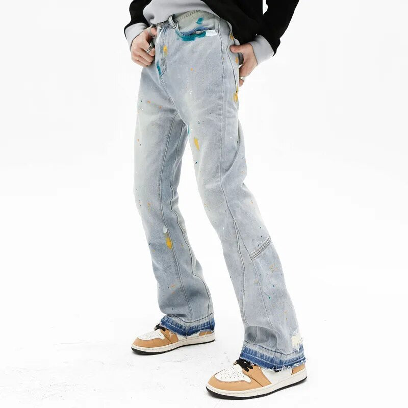 Paint Splatter Micro Flare Jeans LOOSE FIT