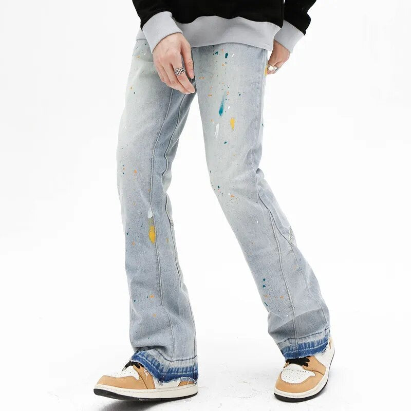 Paint Splatter Micro Flare Jeans LOOSE FIT