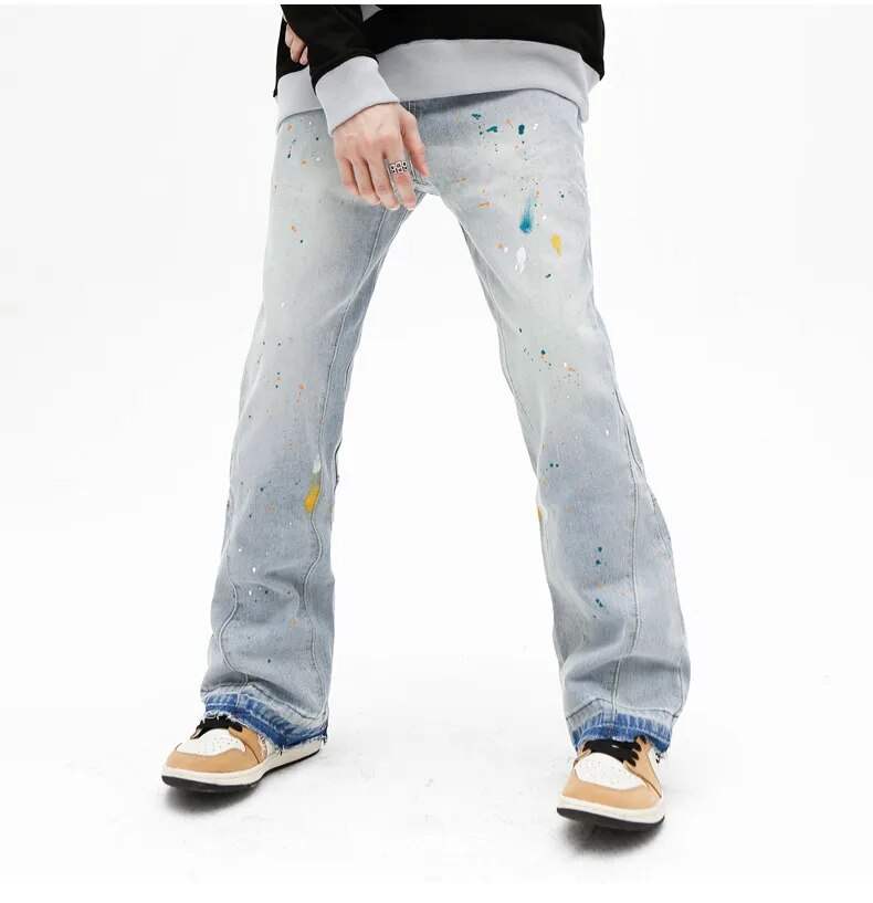 Paint Splatter Micro Flare Jeans LOOSE FIT