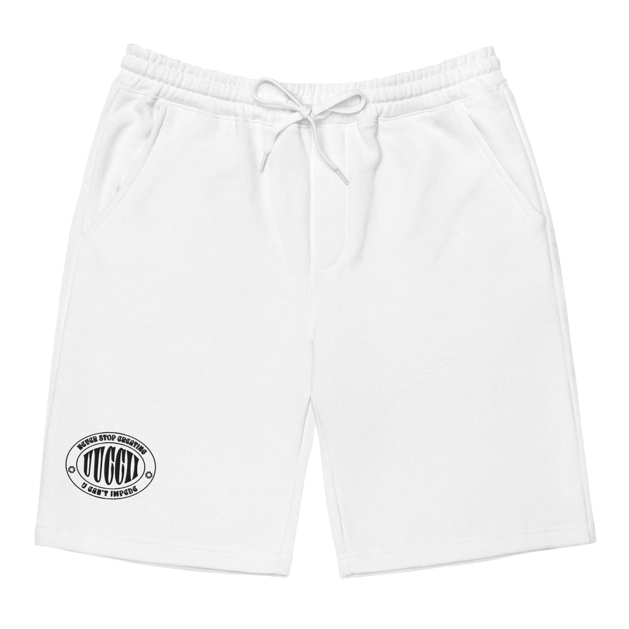 Never Stop Creating Embroidered Men's fleece shorts