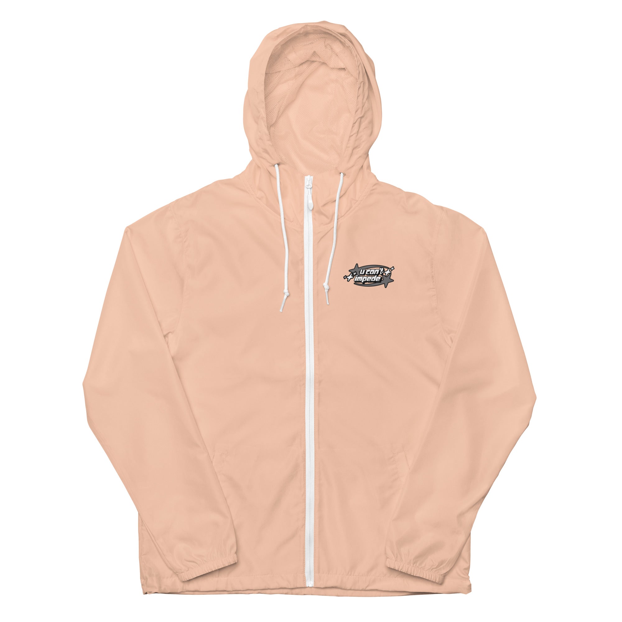 Small U Can't Impede Logo lightweight zip up windbreaker