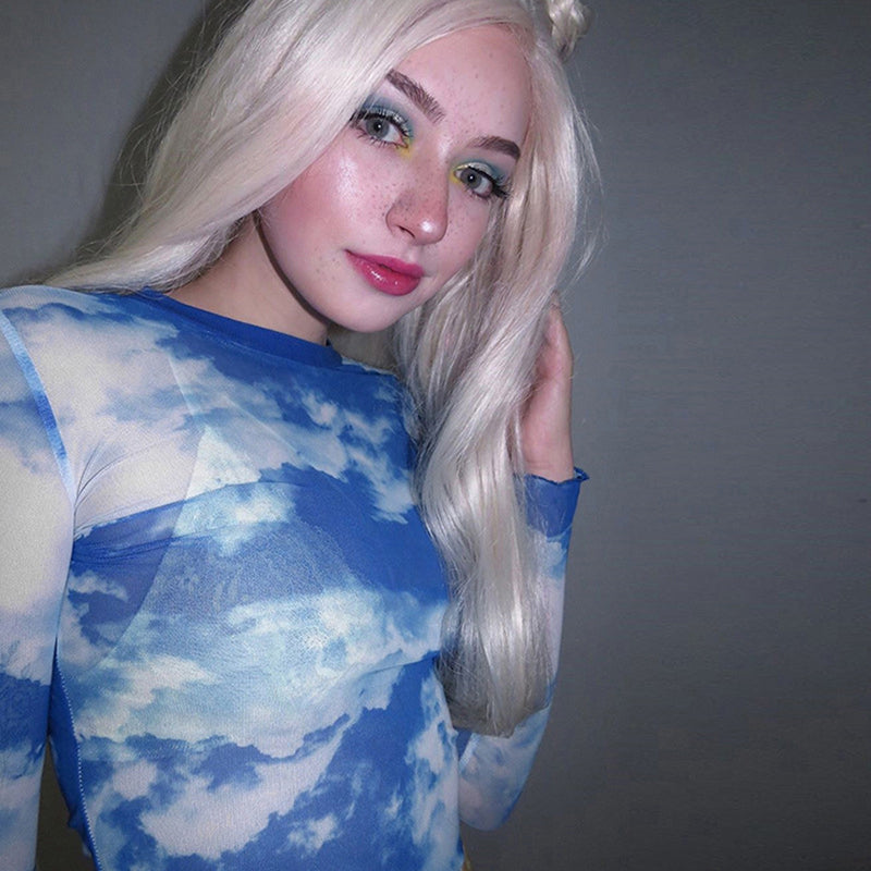 Mesh Cloudy Crop Top (See Through)